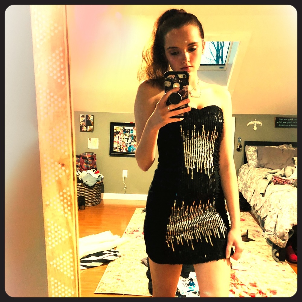 A gorgeous small black fitted dress